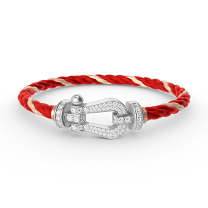 [⭐Glow]FORCE LARGE HORSESHOE FULL DIAMOND BRACELET SILVER