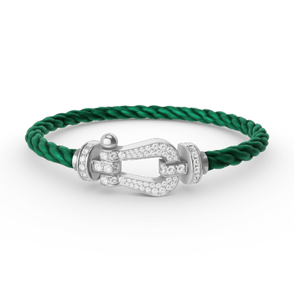 [⭐Glow]FORCE LARGE HORSESHOE FULL DIAMOND BRACELET SILVER